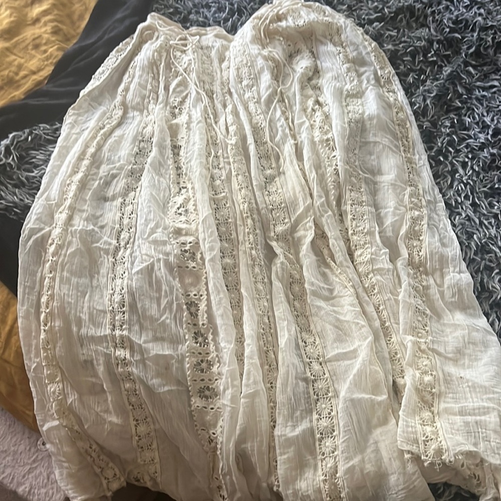 Free People Gauze Crochet Cotton Maxi Skirt